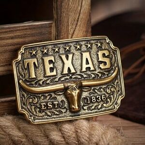 New Texas Texan longhorn steer bull belt buckle choose silver or gold
